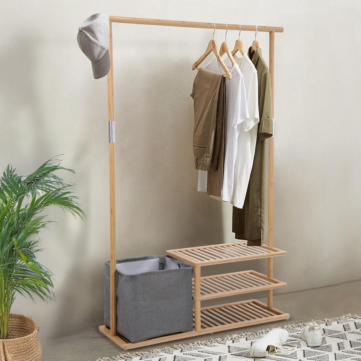 KLEIDERSTANGE BASRI Bambus - Naturfarben, Holz (108.5/150.5/34cm) - SVITA