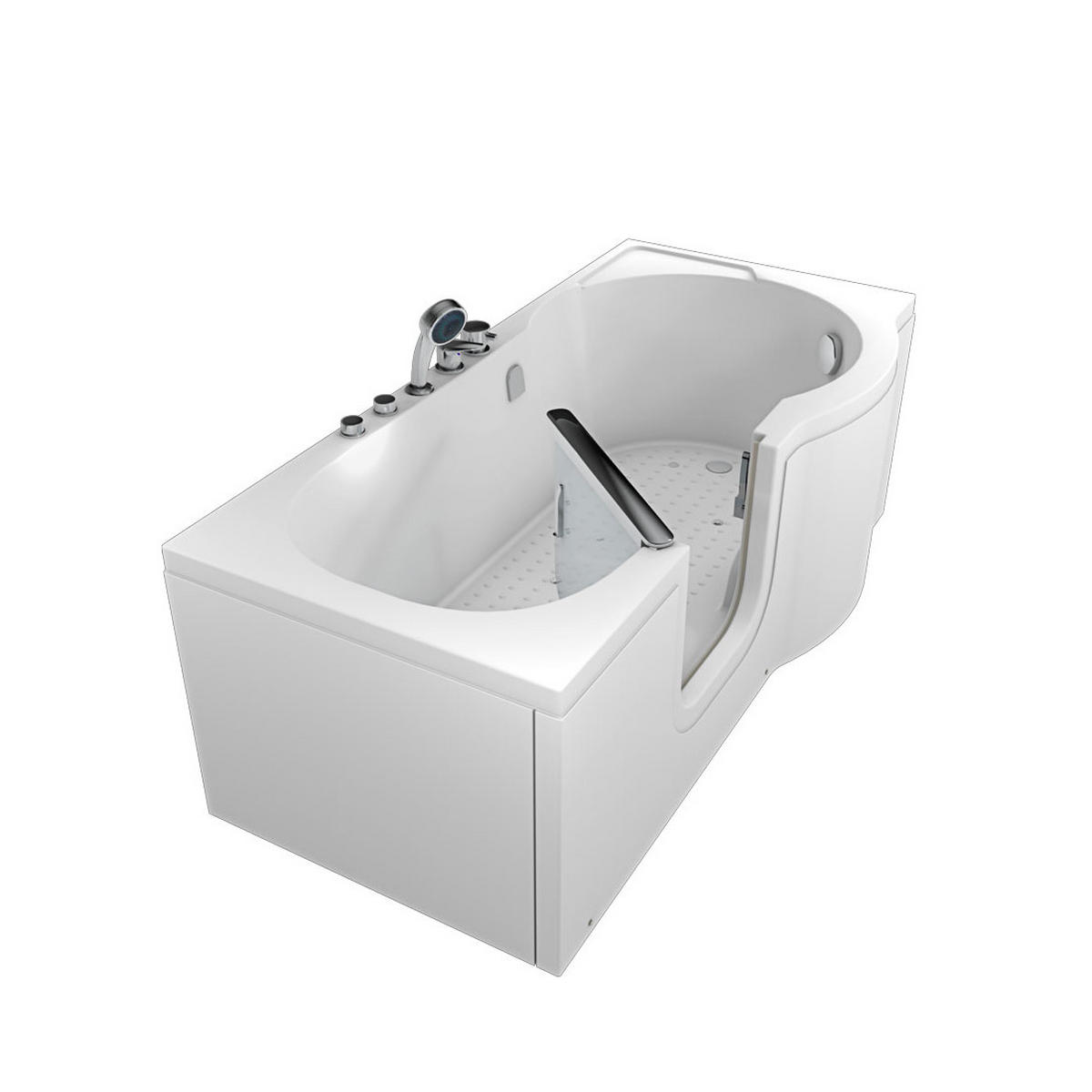 SENIORENWANNE mit Tür S12-EH-AIR-L - Weiß, Glas/Kunststoff (85/60/170cm) - AcquaVapore by Sandra Jentho