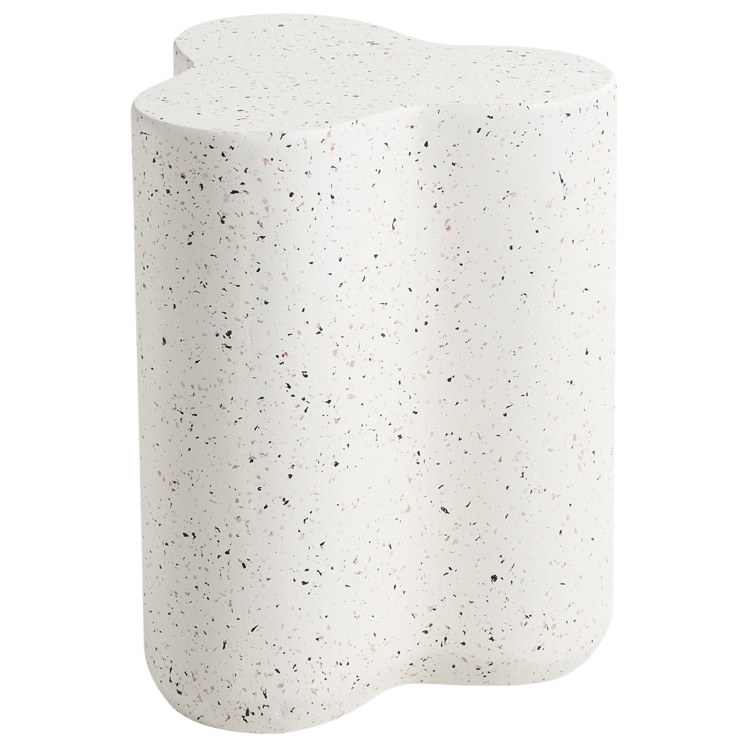 BEISTELLTISCH 32/37 cm Terrazzo Optik Cremeweiß Tellaro - Weiß, Keramik (32/37/46cm) - Beliani