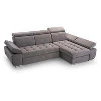 ECKSCHLAFSOFA Bianca hellgrau rechts - Chromfarben/Hellgrau, Textil (264/165cm) - Beautysofa