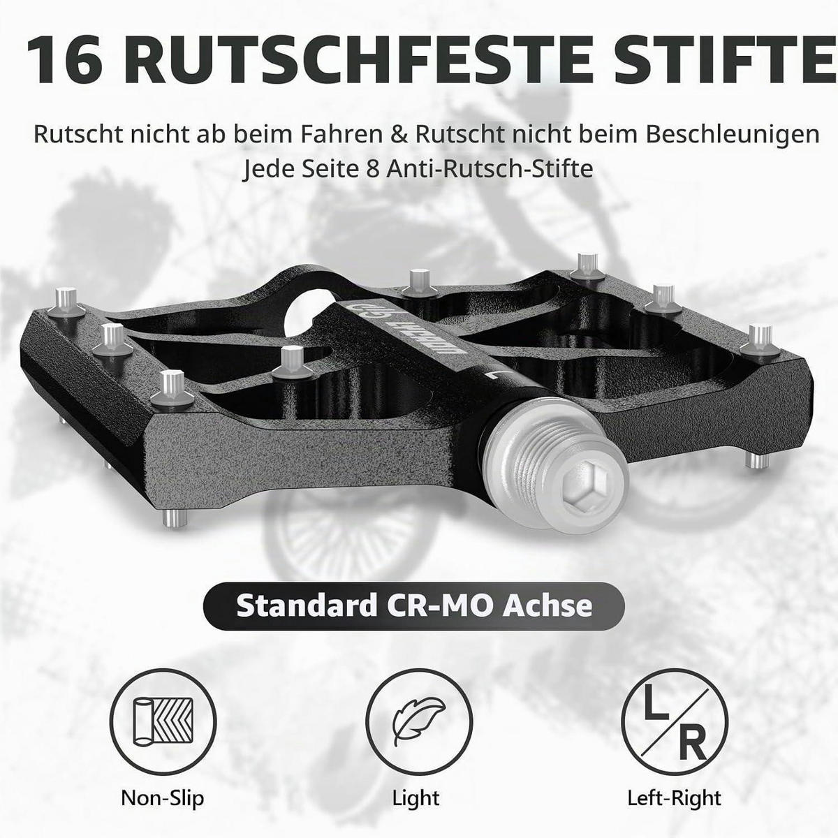 FAHRRADPEDALE Aluminiumlegierung Schwarz - Schwarz, Metall (9.7/1.8/10.5cm)