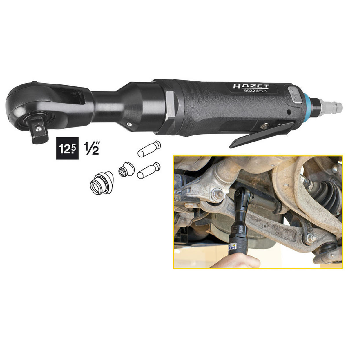 SCHLAG-RATSCHENSCHRAUBER 9022SR-1 - Vierkant massiv 12,5 mm (1/2 Zoll) - Gesamt - Multicolor, Kunststoff (305/72/55cm) - Hazet