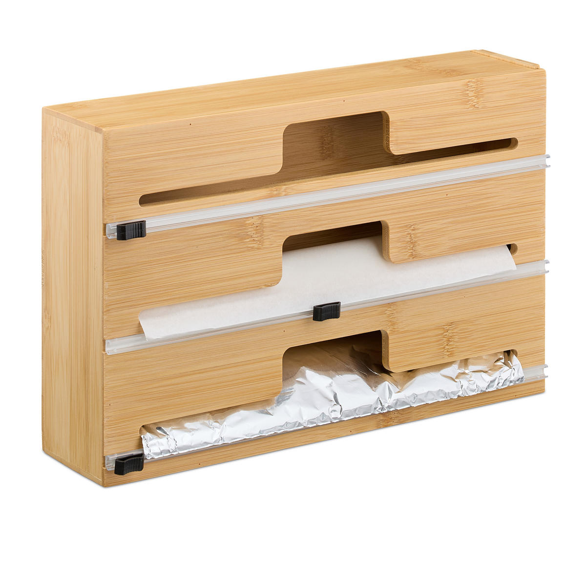 FOLIENSPENDER - Hellbraun, Holz/Kunststoff (33.5/21.5/8cm) - Relaxdays