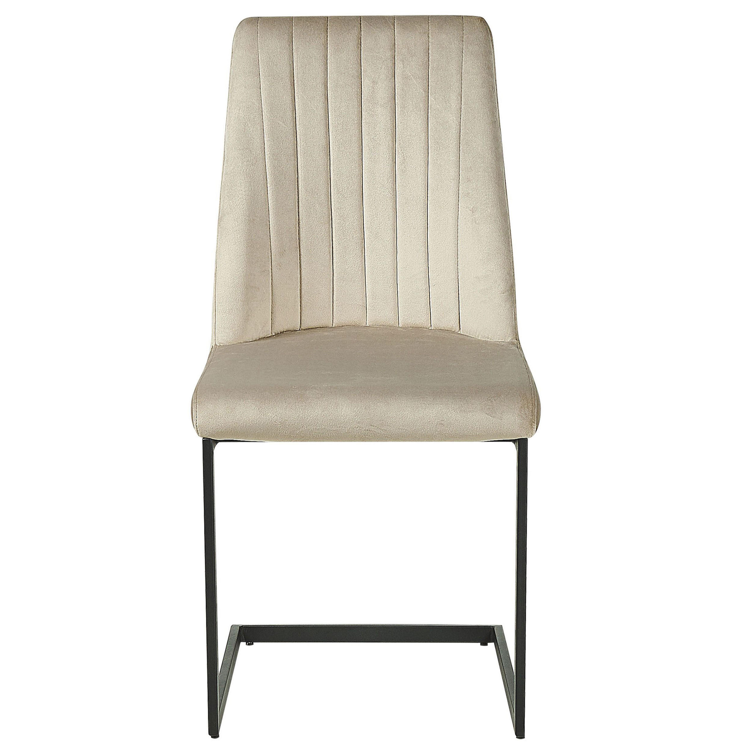 ESSZIMMERSTUHL 2er-Set Samtstoff Grau Lavonia - Grau, Textil/Metall (47/95/50cm) - Beliani