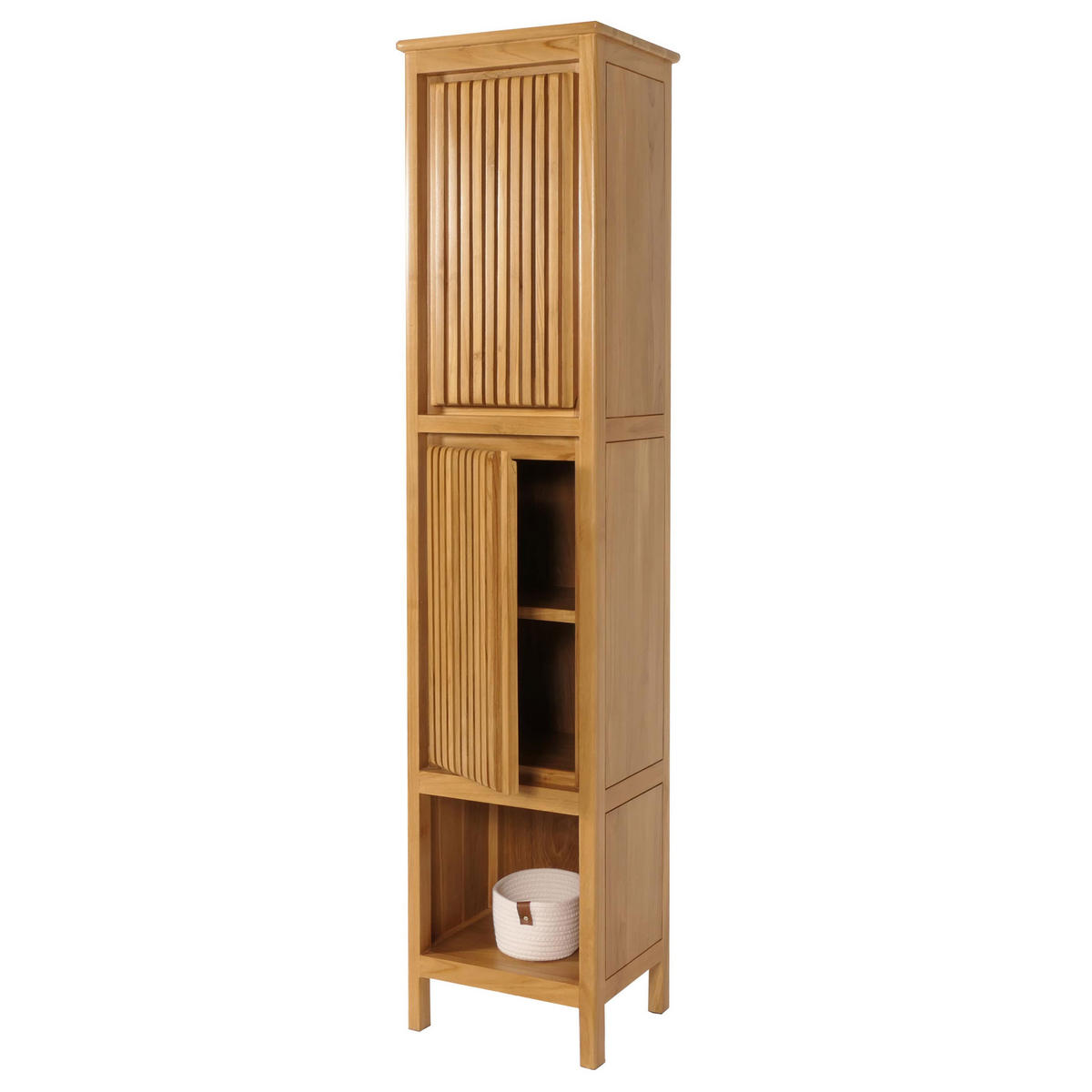 TEAK-HOCHSCHRANK Braun - Braun, Holz (41/181/35cm) - MCW