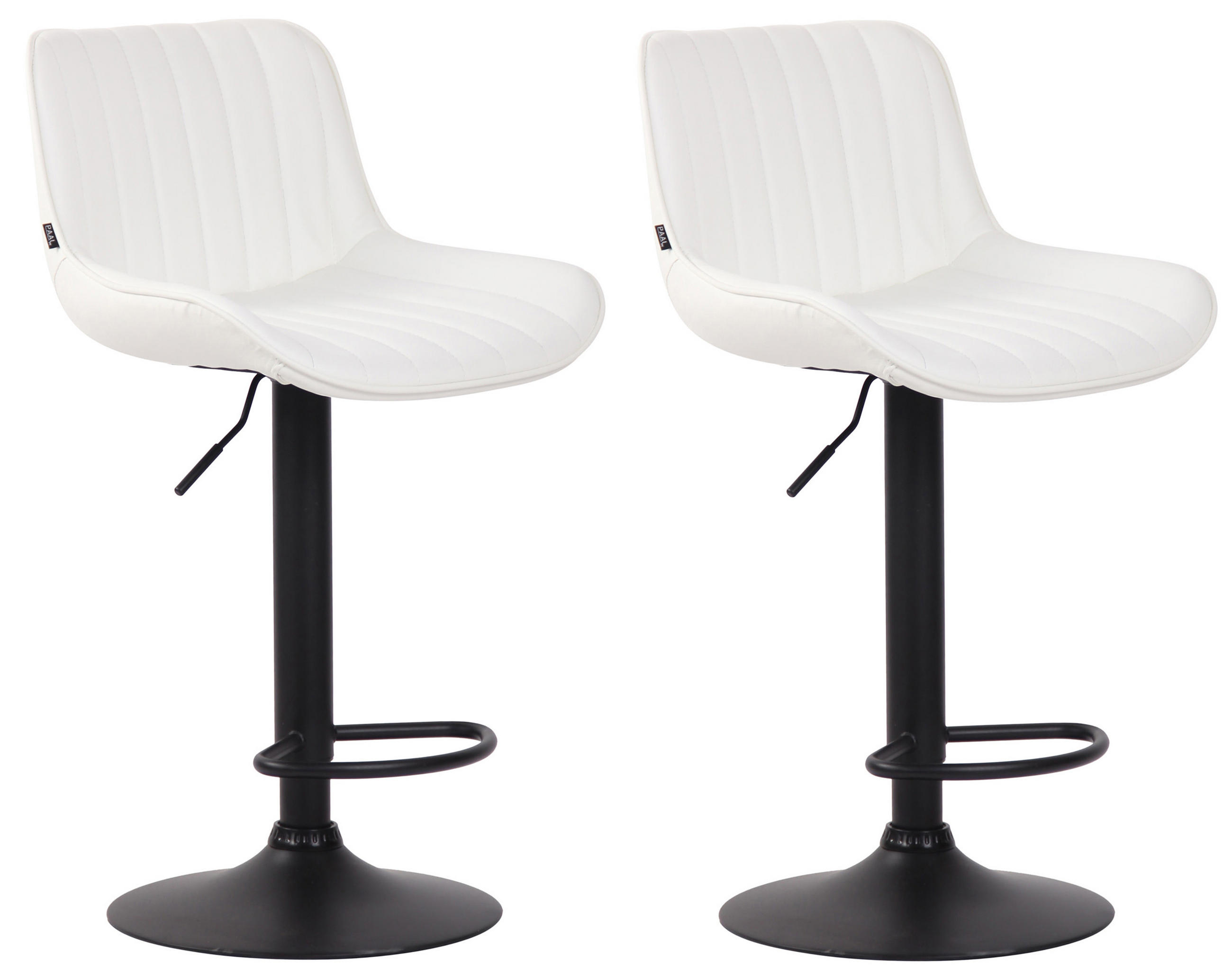 BARHOCKER 2er Set Lentos Kunstleder schwarz weiß - Schwarz/Weiß, Kunststoff/Metall (50/108/50cm) - TPFLiving