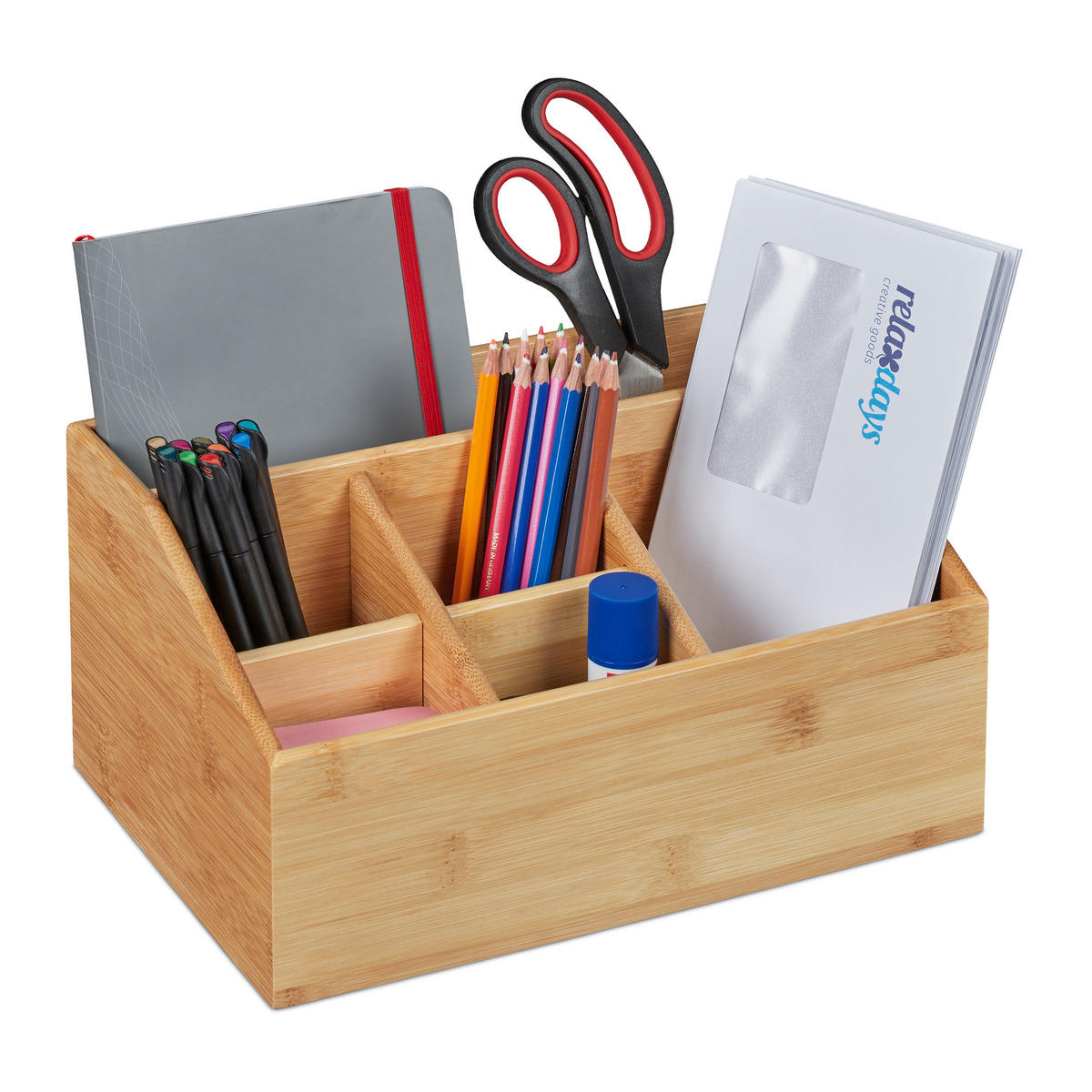 SCHREIBTISCH Organizer - Hellbraun, Holz/Holzwerkstoff (20/28/14cm) - Relaxdays