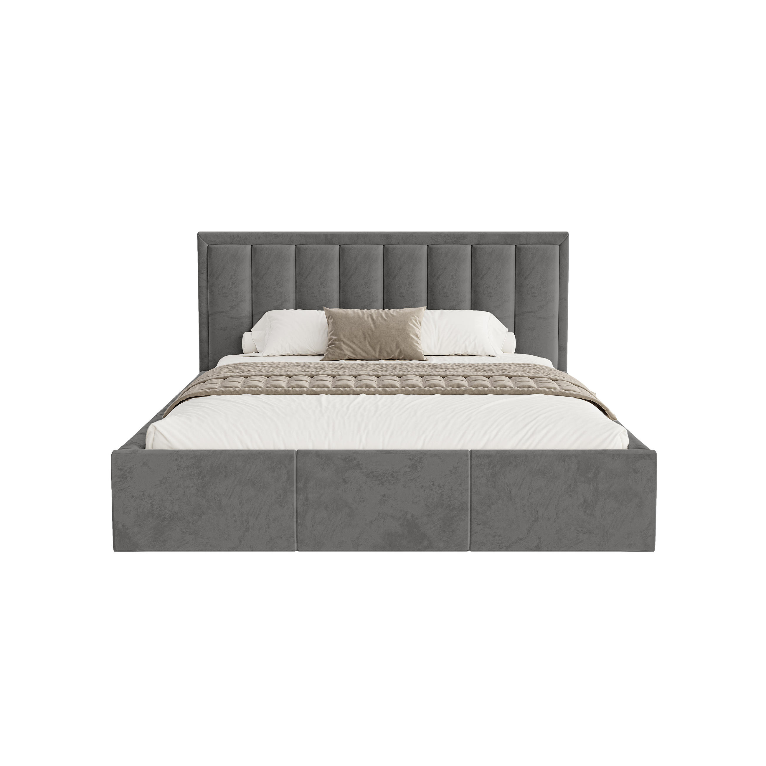 POLSTERBETT Sitia 160x200 cm, Grau - Grau, Textil (160/200cm) - Fedve