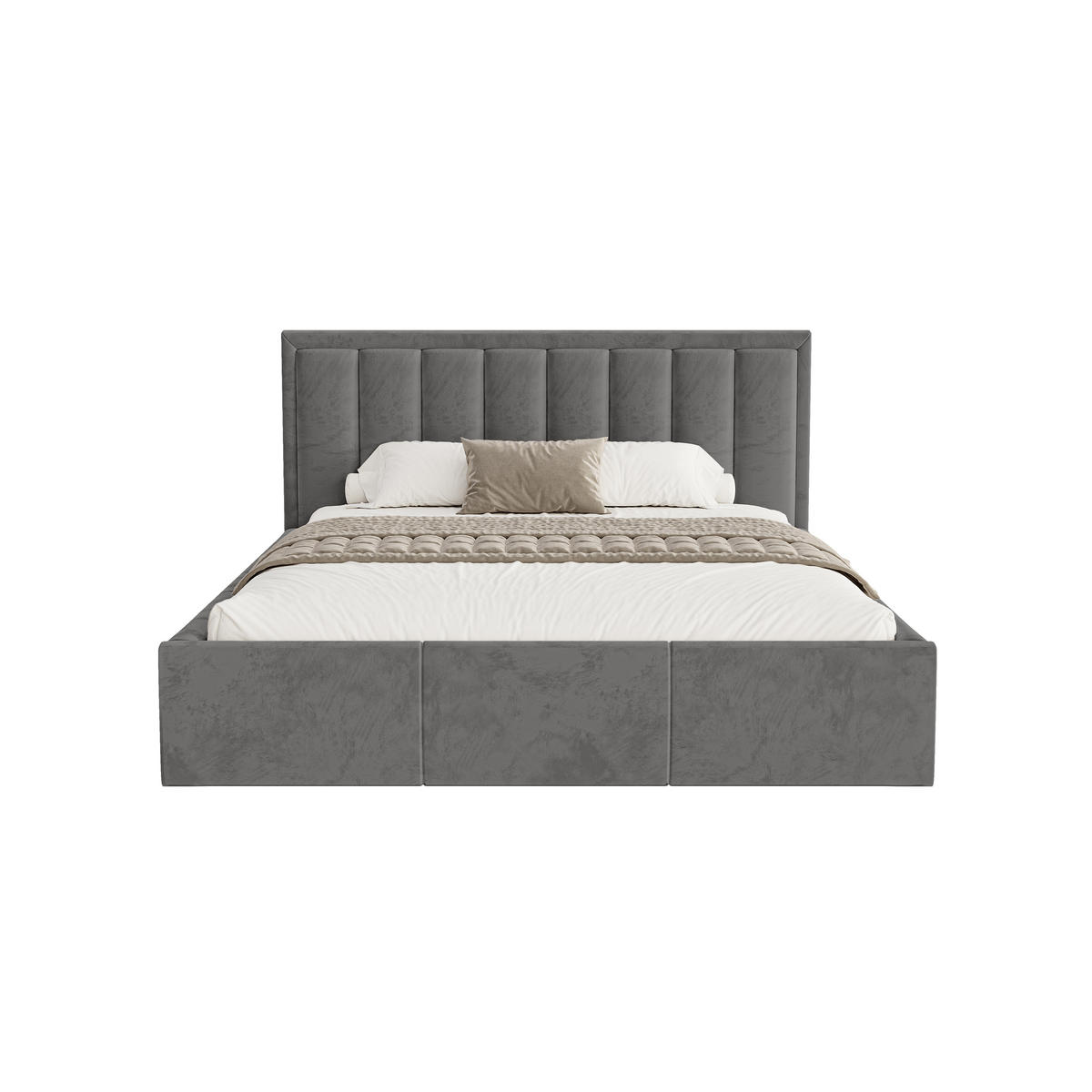 POLSTERBETT Sitia 160x200 cm, Grau - Grau, Textil (160/200cm) - Fedve