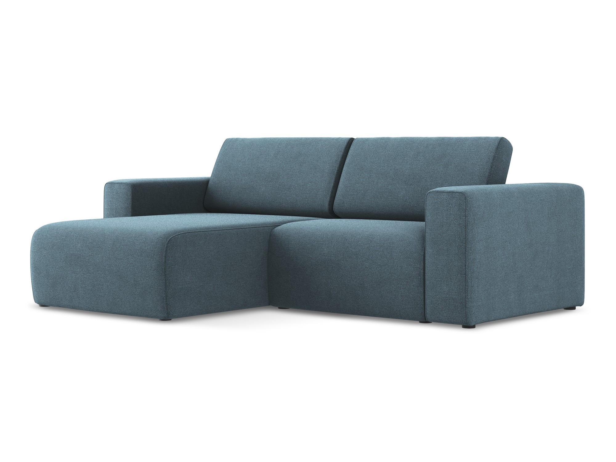 ECKSOFA Links Strukturstoff Stoff Blau - Blau/Schwarz, Kunststoff/Textil (167/224cm) - Makamii