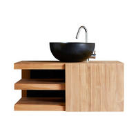 WASCHTISCHUNTERSCHRANK Typo Natur aus Teak - Naturfarben, Holz (90/40/50cm) - Tikamoon