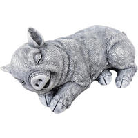 STEINFIGUR Schweinchen Schwein schlafend frostfest Steinguss - Grau, Stein (29/14/18cm) - stoneandstyle