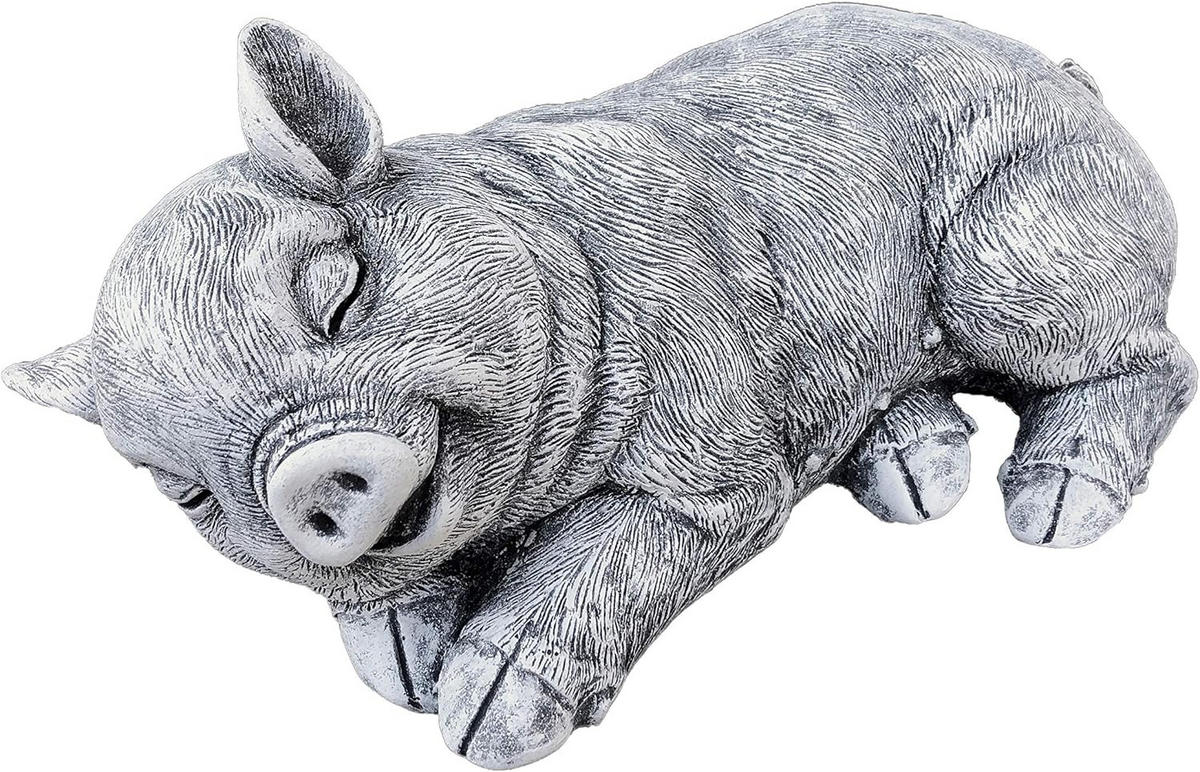 STEINFIGUR Schweinchen Schwein schlafend frostfest Steinguss - Grau, Stein (29/14/18cm) - stoneandstyle