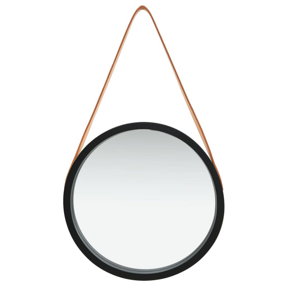 WANDSPIEGEL mit Gürtel 40 cm Schwarz - Schwarz, Holz (40/40/1cm) - furnicato