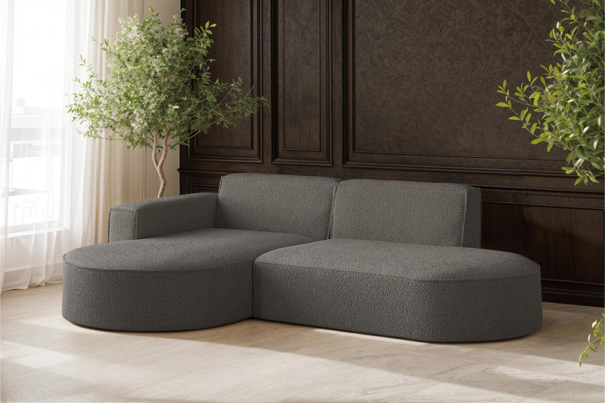 ECKSOFA Modena Studio, Stoff Quelle, Graphit Links - Graphitfarben, Holz (165/236cm) - Kaiser Möbel