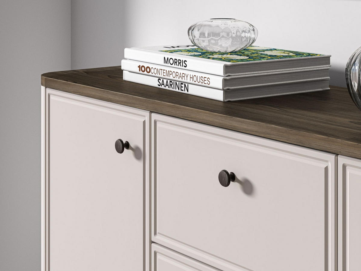 SIDEBOARD Vilavio Kaschmir/Eicheoptik Dunkel 138 cm - Taupe/Dunkelbraun, Holzwerkstoff/Metall (138/85/40cm) - Selsey