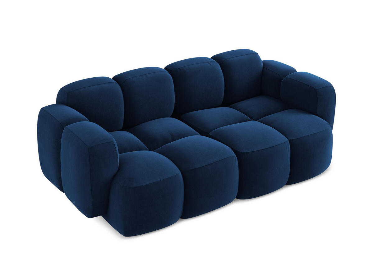 2-SITZER SOFA Samt Stoff Blau - Blau/Schwarz, Holzwerkstoff/Kunststoff (210/72/115cm) - Makamii