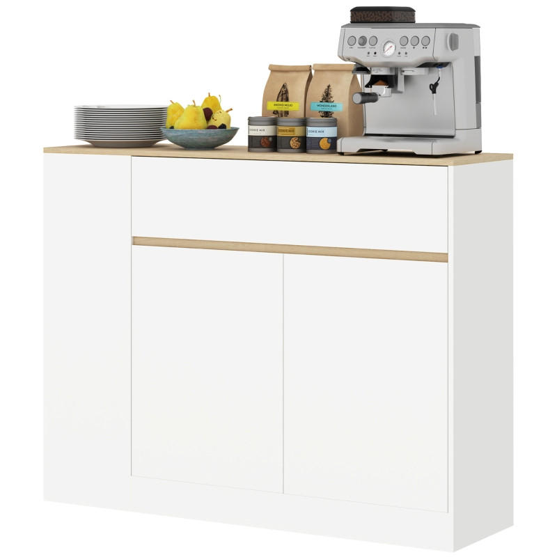 SIDEBOARD 105/30/81,5 cm in Weiß mit 2 Türen, Schublade und offenen Fächern - Weiß, Holz (105/81.5/30cm) - BEAOK