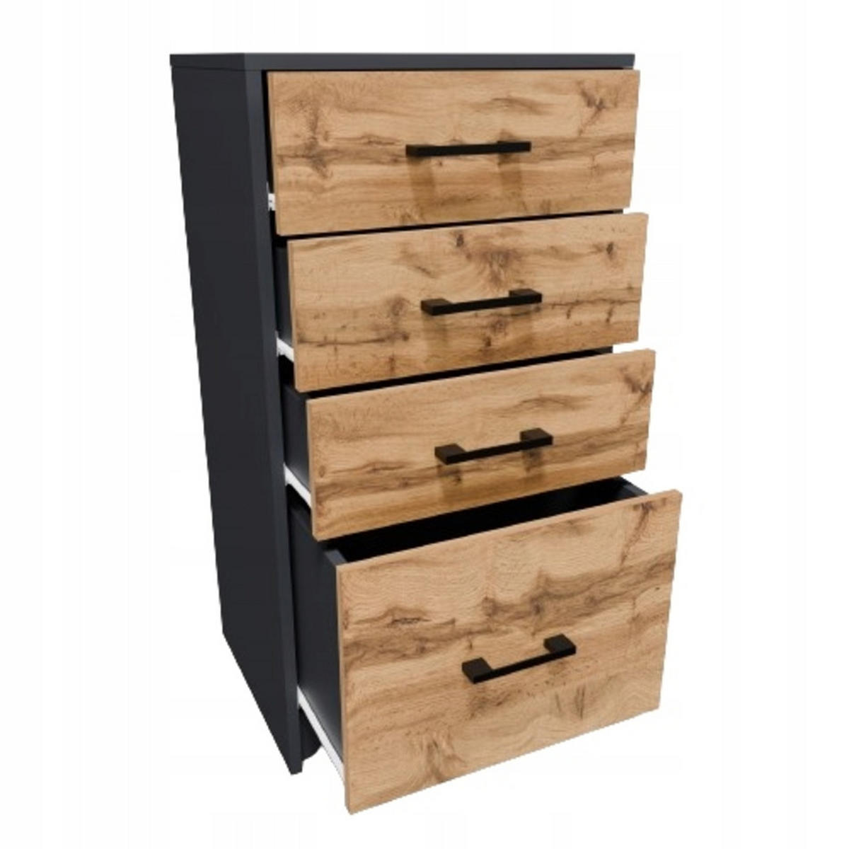 KOMMODE mit 4 Schubladen Anthrazit-Wotan Eiche 45/35/85 cm - Anthrazit, Holzwerkstoff (45/85/35cm) - Matkam Möbel