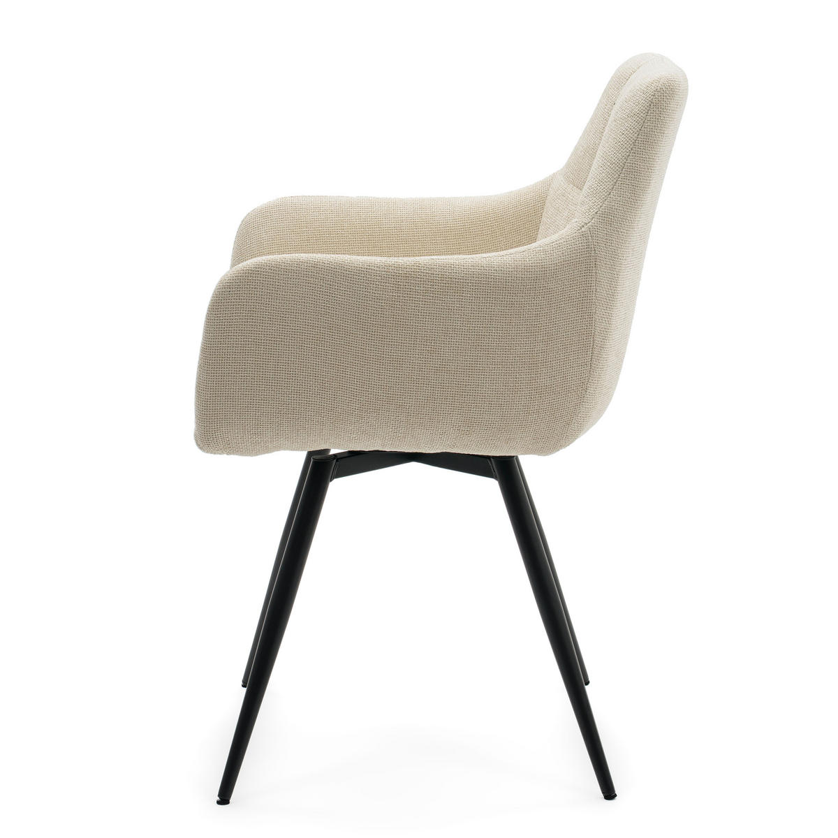 STUHL LUGANO drehbar gepolsterter mit Steppung - creme - Chenille - Creme/Schwarz, Textil/Metall (58/84/59cm) - NEW HOME