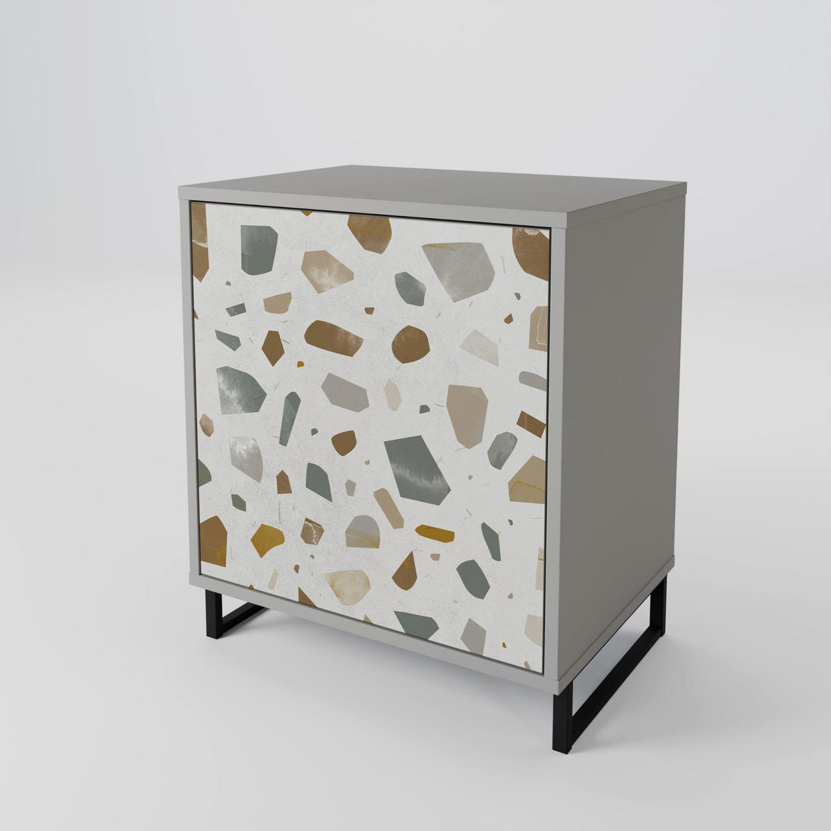 SIDEBOARD PIECES OF TOMORROW, Grau, 57,5x42x77,5 cm, Schräge Buchenholzfüße - Buchefarben/Multicolor, Holzwerkstoff/Buchenholz (57.5/77.5/42cm) - SpaceRebels