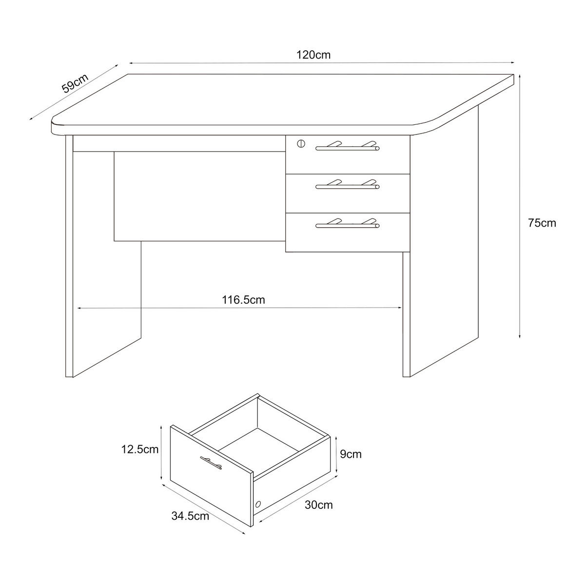 SCHREIBTISCH Ragunda - Dunkelbraun, Holzwerkstoff (59/120/75cm) - [en.casa]