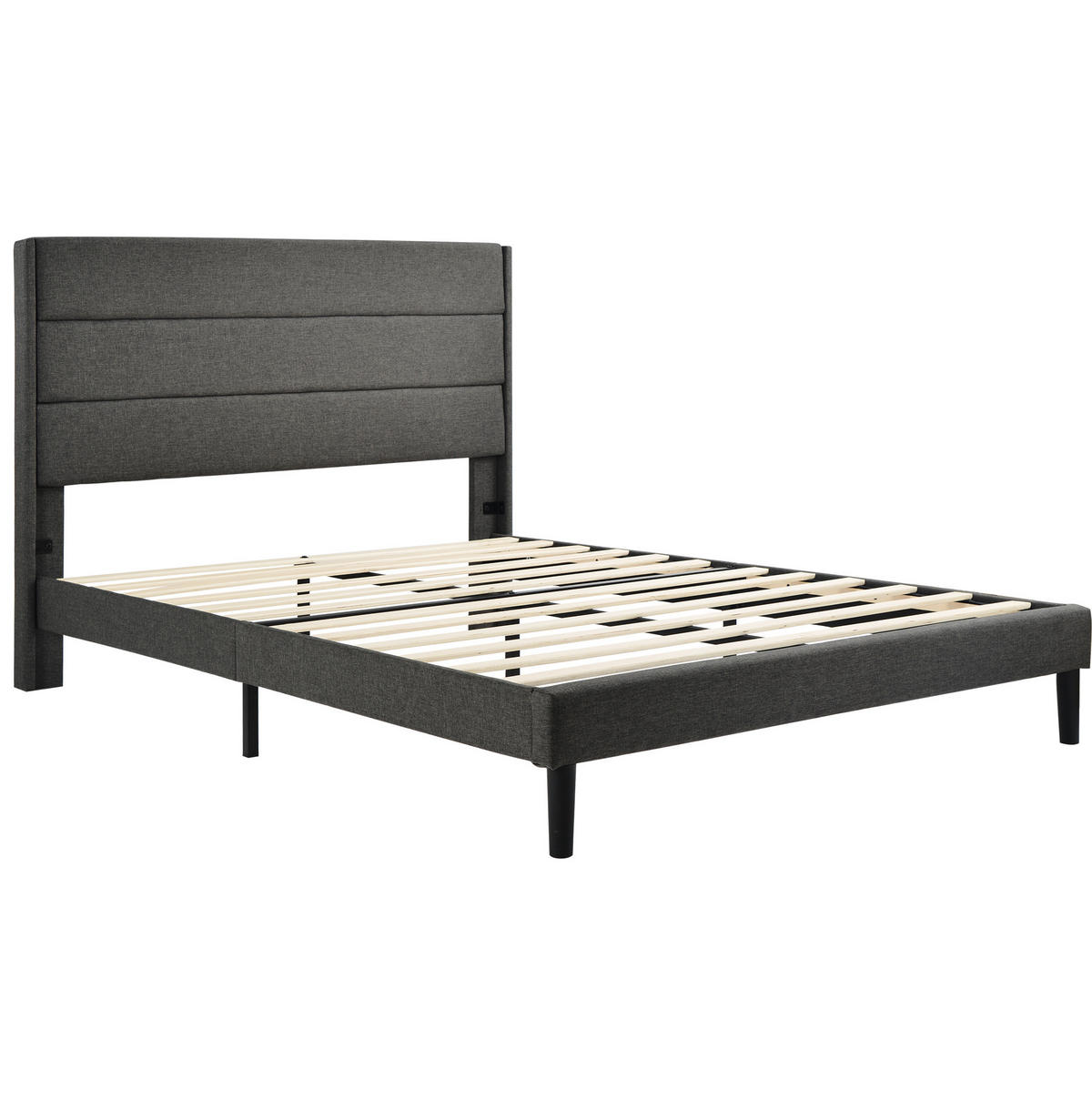 BETT mit Lattenrost 140x200 cm Leinen Dark Grey - Dunkelgrau, Metall (140/200cm) - Meubliv