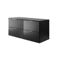 WASCHBECKUNTERSCHRANK, Mattschwarz, 120 (2 x 60) x 57 x 46 cm, silberner Griff + Arbeitsplatte - Silberfarben/Schwarz, Holzwerkstoff (120/57/46cm) - 3XE LIVING