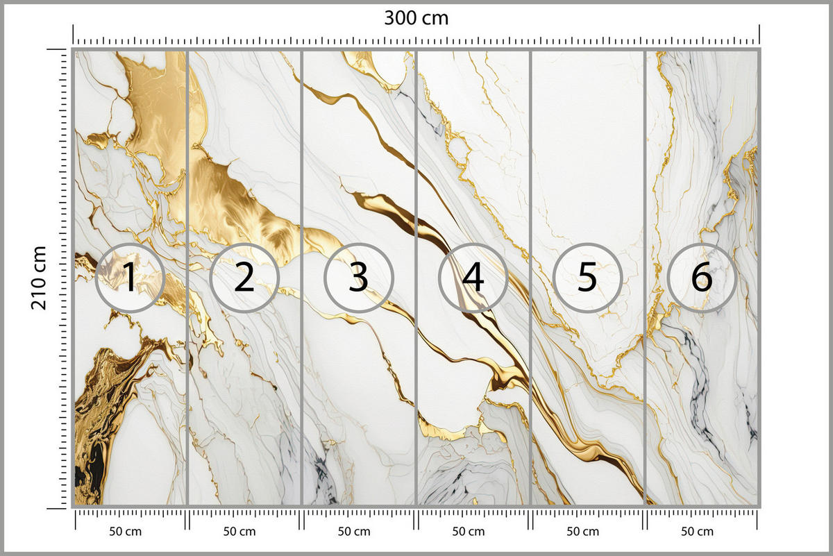 FOTOTAPETE Marmor Abstraktion Glamour Stil 300x210 - Gelb/Beige, Papier (300/210cm) - Muralo