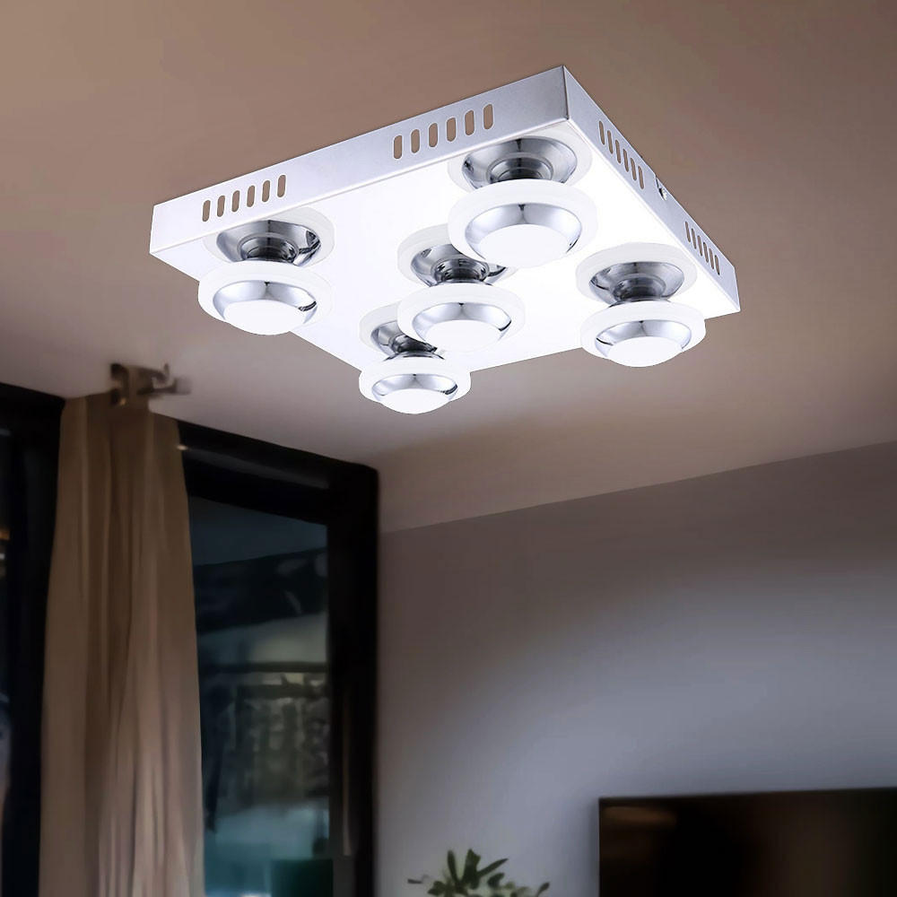 LED DECKENLEUCHTE Carter Chrom Silber - Silberfarben, Metall (30/30/9cm) - Wofi