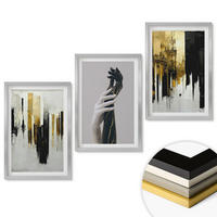 WANDBILDER 3er Set - 40x60 cm Silberner Rahmen - Abstrakte handgemalte Muster - Silberfarben, Kunststoff (40/60cm) - ArtPrintCave