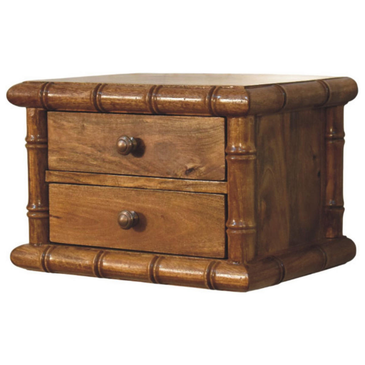 NACHTKASTEN mit Amber Oak Finish, 2 Schubladen - Beige, Holz (44/8.5/32cm) - Artisan Furniture