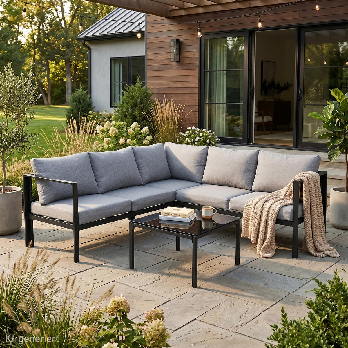GARTENLOUNGE Missouri Schwarz / Grau - Schwarz/Grau, Metall - SVITA