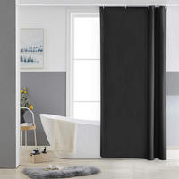 DUSCHVORHANG Schwarz klein Polyester wasserdicht schimmelresistent Badewanne maschinenwaschbar - Schwarz, Textil (80/180cm) - MCBOSON