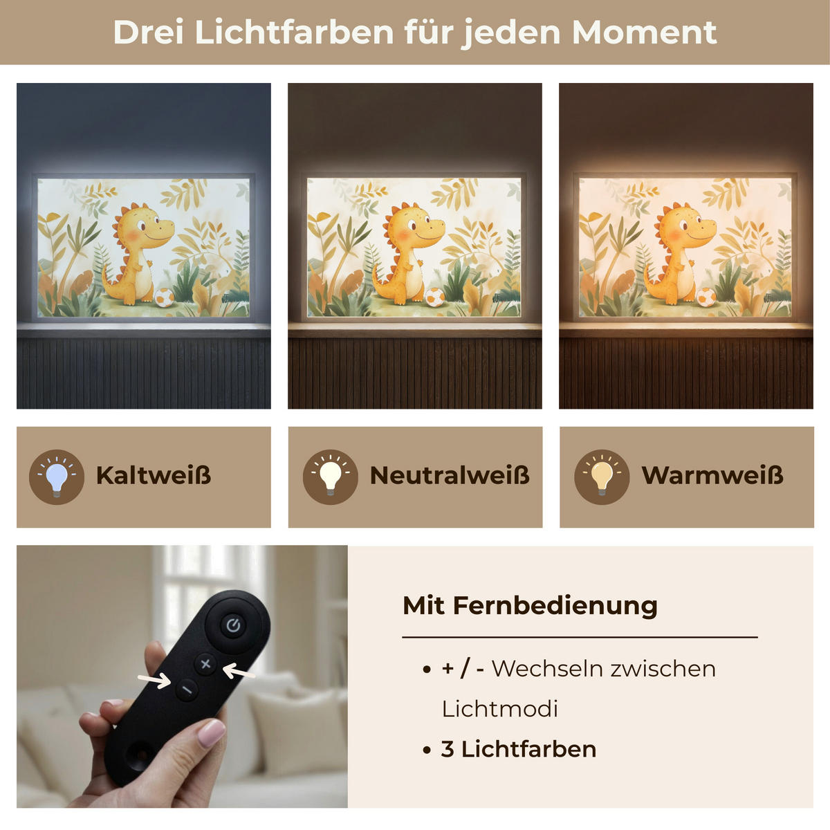 NACHTTISCHLAMPE MIT AKKU Dino - Fußball - Orange 60x40 cm - Beige, Holzwerkstoff (8/60/40cm) - OnlyWow