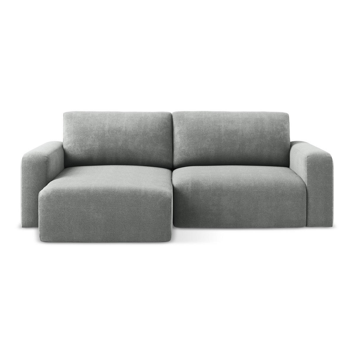 ECKSOFA mit Schlaffunktion links Chenille Stoff Grau - Blau/Schwarz, Kunststoff/Textil (149/244cm) - LaMiaSofa