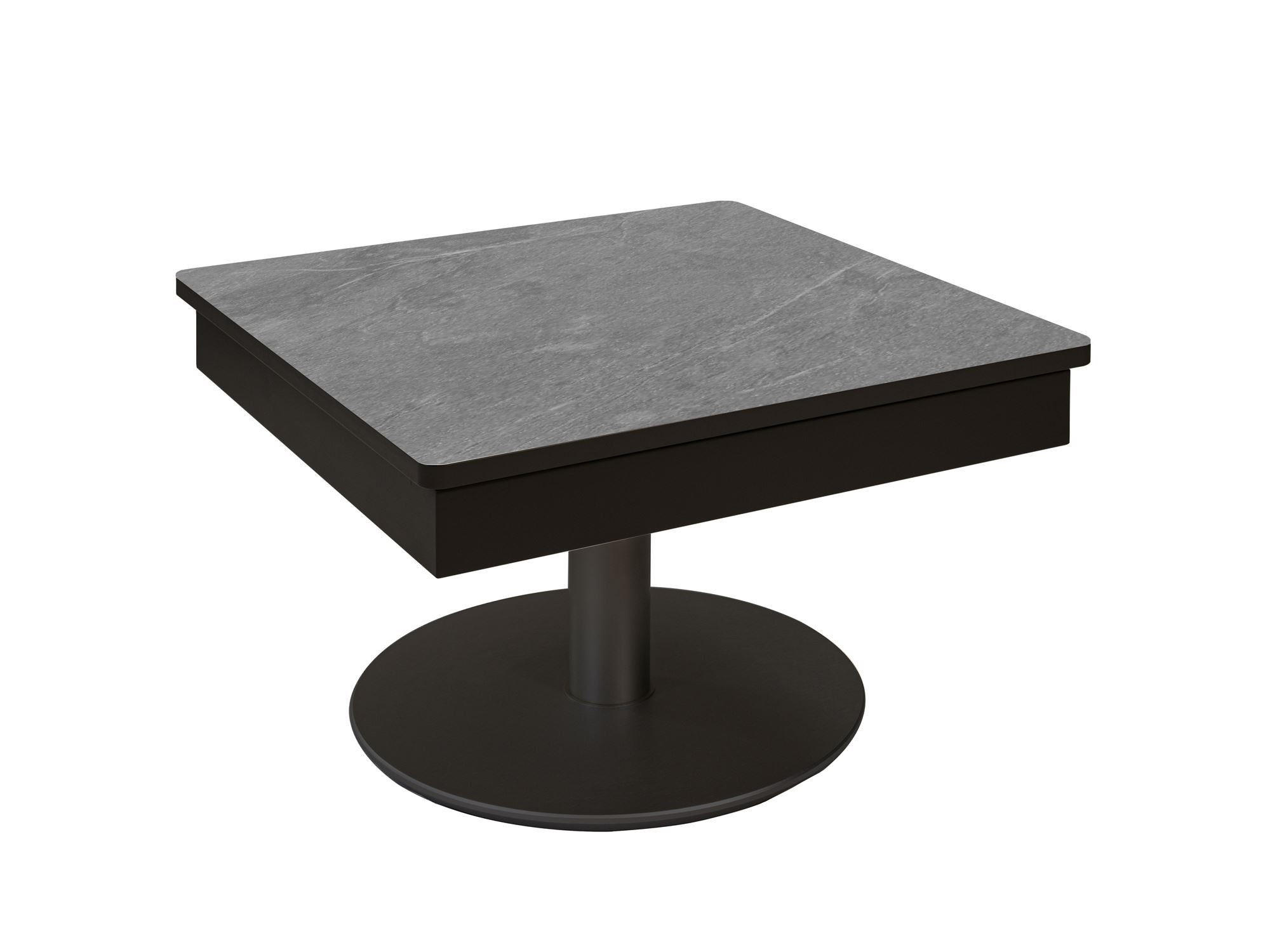 FUNKTIONSTISCH Cendrine 67x67x45 höhenverstellbar Anthrazit/Marble Grigio - Schwarz, Keramik (67/67/45cm) - 58aufmkessel