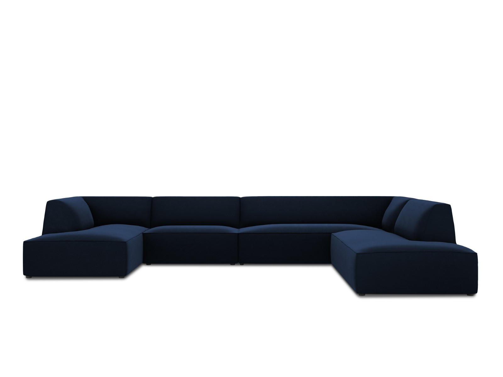 PANORAMASOFA rechts Ruby aus Samt königsblau 7 Sitzplätze - Blau, Textil (273/69/366cm) - Micadoni