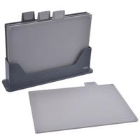 SCHNEIDEBRETT-SET Bambus mit Ständer 4er-Pack - Grau, Holz (20/28cm) - Orion 