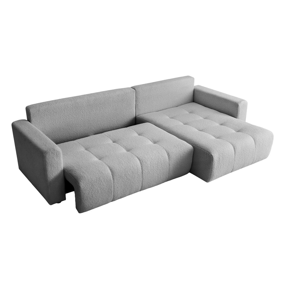 ECKSOFA WALONGO mit Schlaffunktion, Hellgrau - Hellgrau, Textil (261/143cm) - Fedve