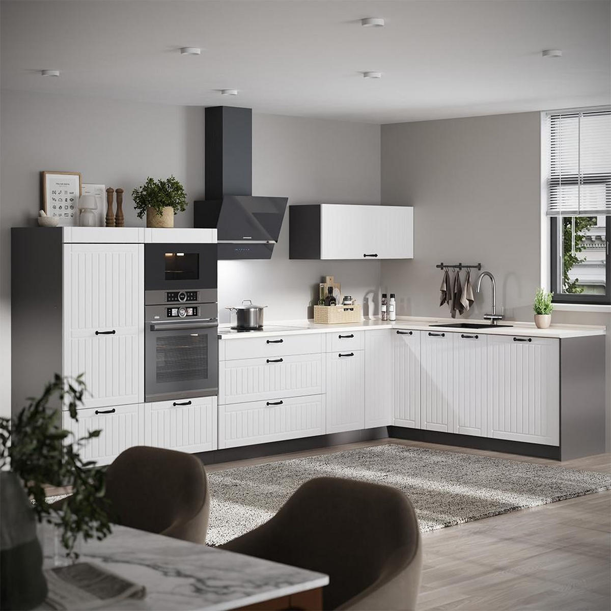 DULAP CĂMARĂ PENTRU BUCĂTĂRIE Fame-Line, Casă de țară albă/antracit, 60 cm - alb/antracit, compozit lemnos (60/153.6/58.1cm) - Vicco