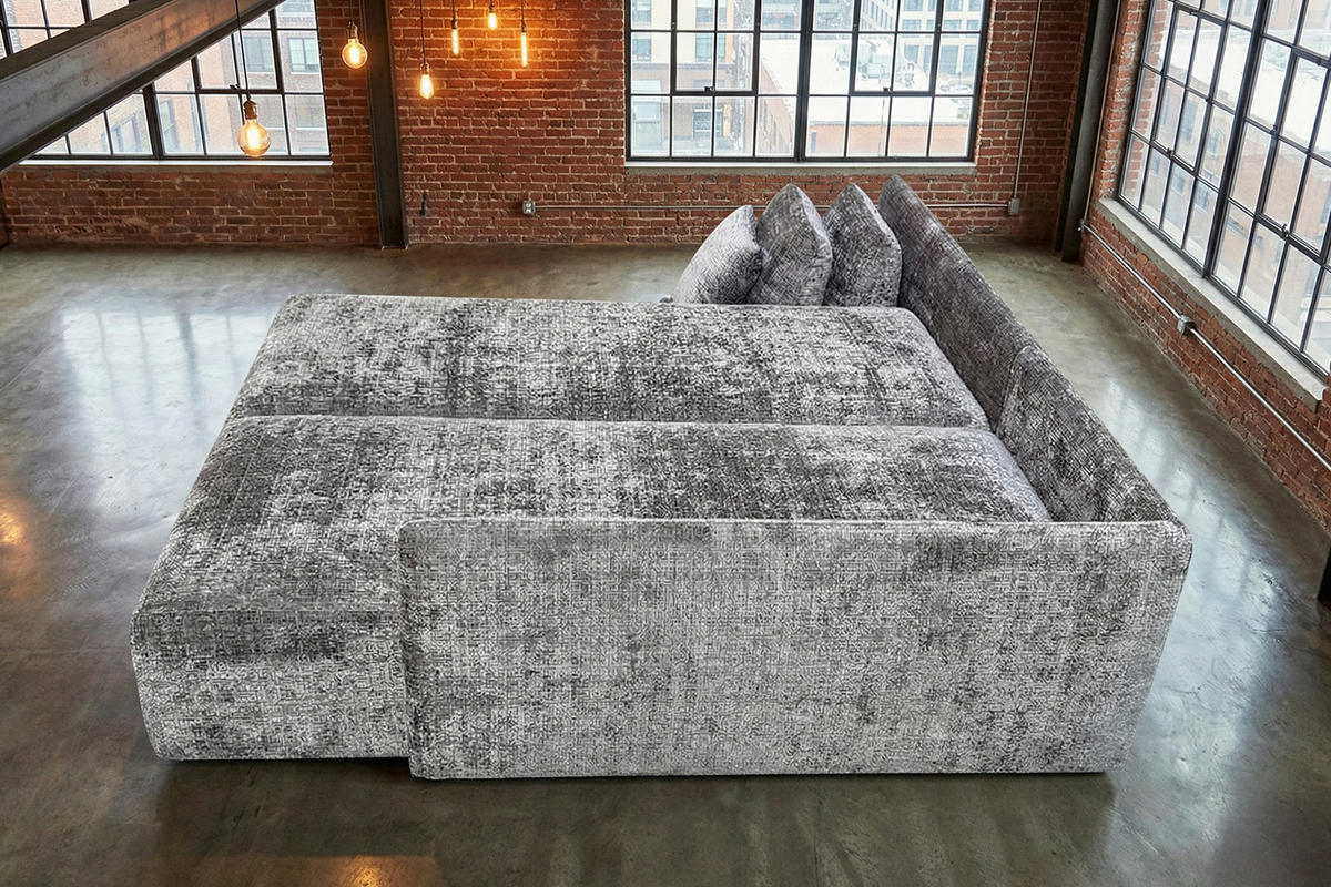 SCHLAFSOFA SADIRA Grau Flachgewebe - Schwarz/Grau, Kunststoff/Textil (288/209cm) - KAWOLA