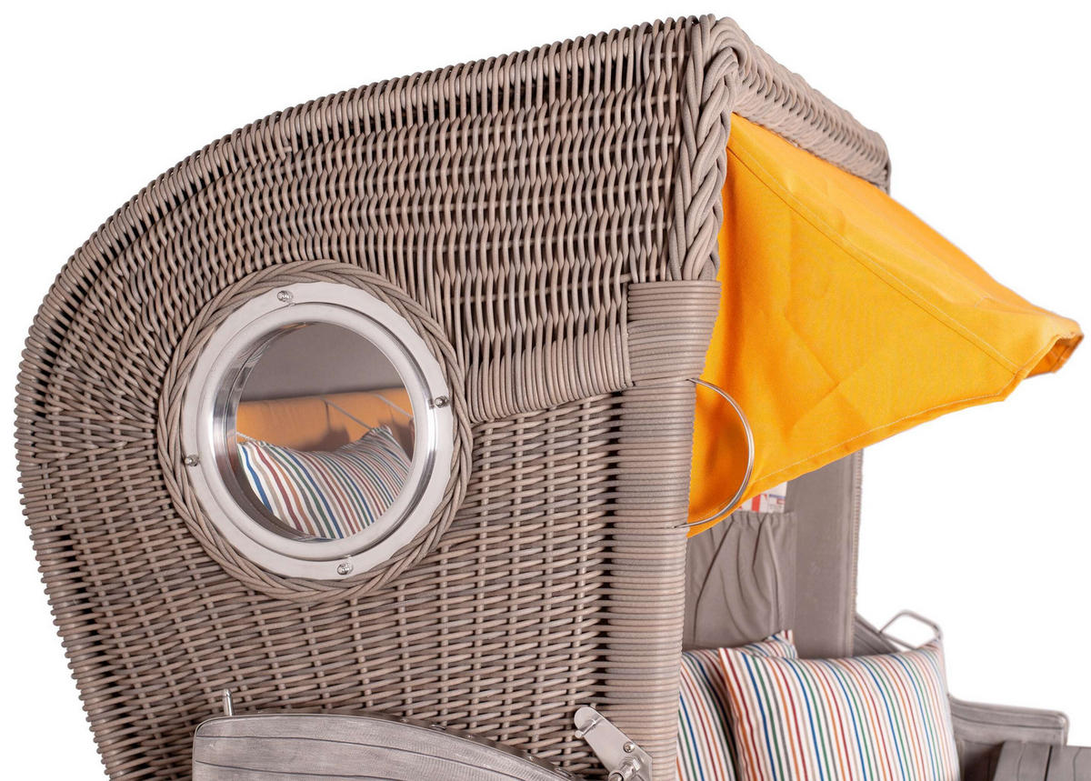 STRANDKORB Düne Koboo Grau Bullaugen - Gelb/Braun, Metall (125/170/80cm) - Mr. Deko