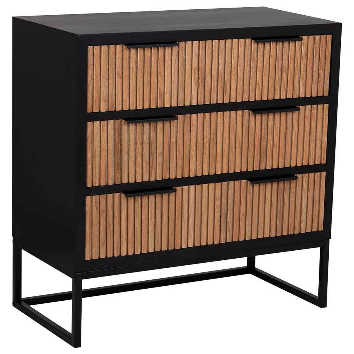 KOMMODE mit 3 schubladen aus holz und metall 80x39x81 cm - Braun, Holz (80/81/39cm) - Wanderlust