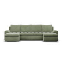 U-SOFA MIT SCHLAFFUNKTION FORESTA, Cord - Grün - Grün, Textil (302/89/159cm)