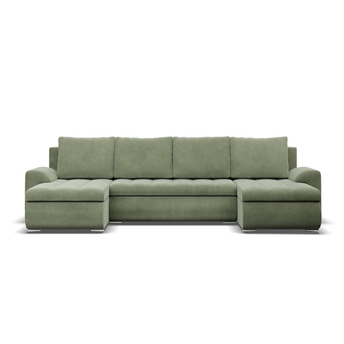 U-SOFA MIT SCHLAFFUNKTION FORESTA, Cord - Grün - Grün, Textil (302/89/159cm)