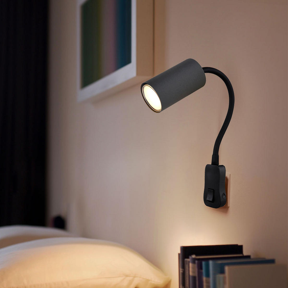 WANDLEUCHTE Metall Schwarz Schwanenhals 2er Set - Schwarz, Metall (5.5/43/32cm) - Globo Lighting