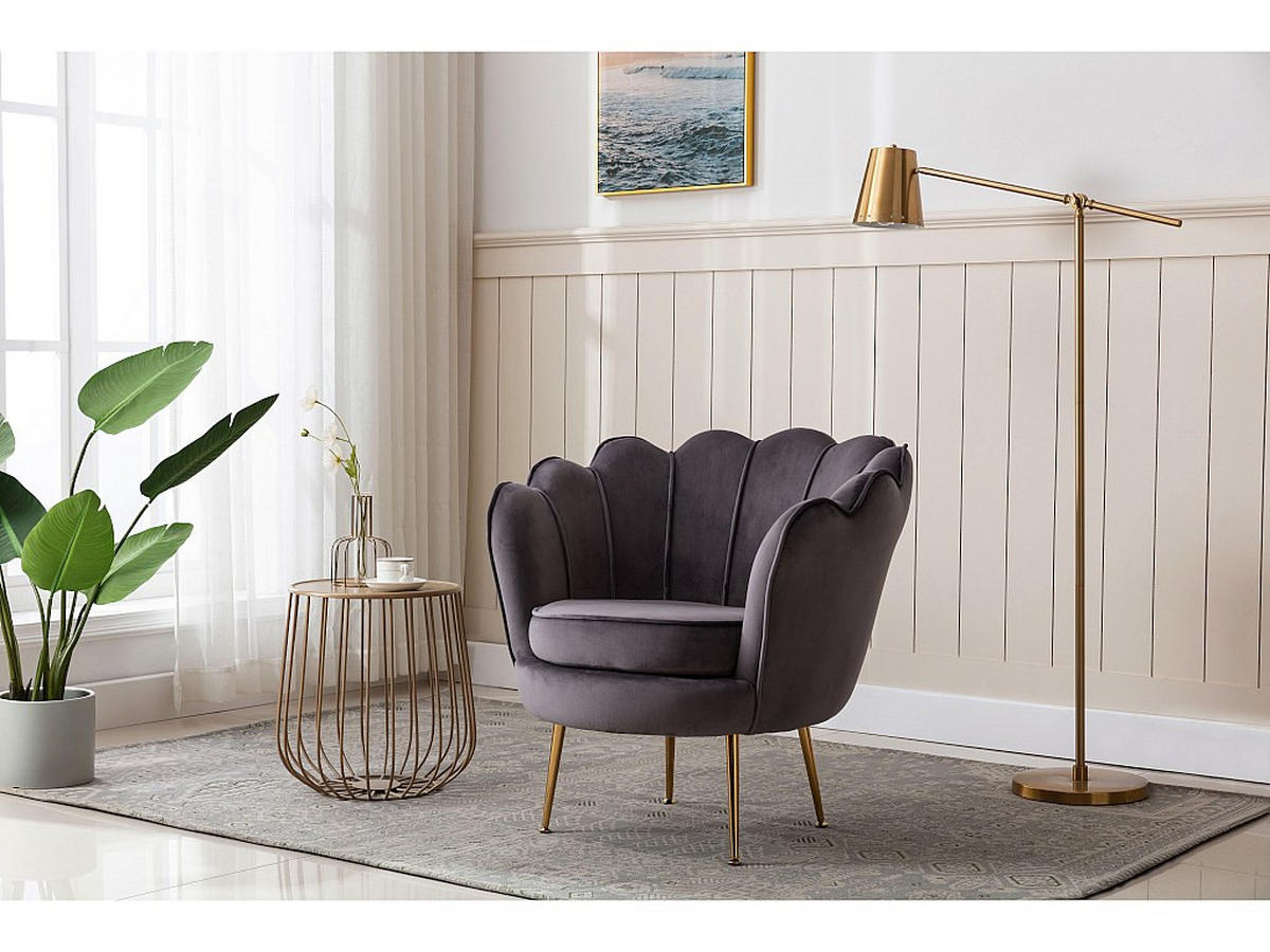 MUSCHELSESSEL - Samt - Anthrazit - DANDELION - Anthrazit, Textil (78/76.5/75cm) - Pascal Morabito