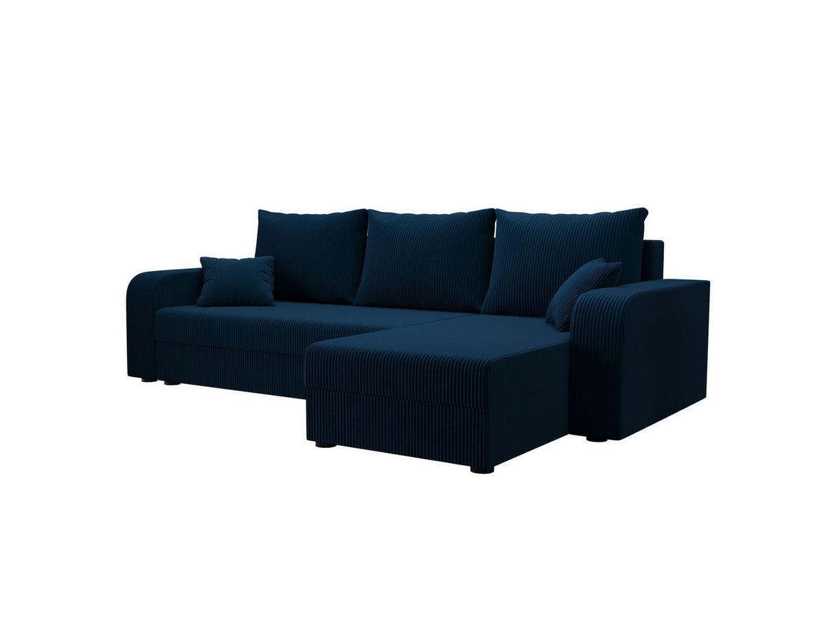 ECKSOFA HEWLET L BIS Zoom 13 Rechts mit Schlaffunktion - Dunkelblau, Textil (240/140cm) - Bedante