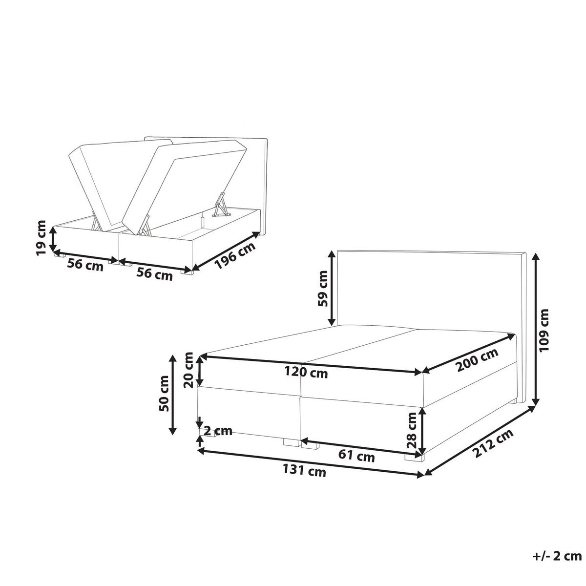 BOX POSTELJA s prostorom za shranjevanje 120/200 blago sivo rjava Major - sivorjava, tekstil (120/200cm) - Beliani
